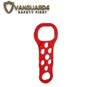 The DSH01 6-hole red double-end steel lockout hasp: essential for robust group lockout/tagout (LOTO) procedures and OSHA compliance.