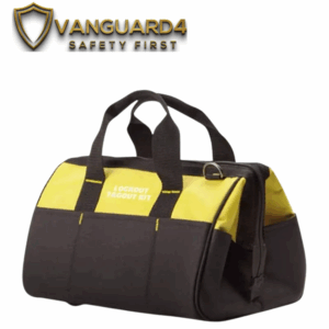 Waterproof Lockout Tagout Tool Bag LB02 LB03, durable red safety bag with secure zipper, waterproof material, portable with carrying handles, ideal for storing lockout devices.