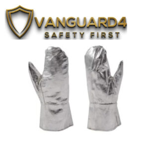 Aluminum Foil & Fiber Glass Coating Fire Resistant Silver Palm Gloves