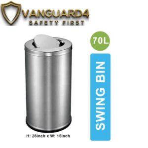 Swing 70Litre Top Round Stainless Steel Kitchen Paper Waste Garbage Dustbin
