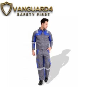 American 110 RBG Fabric 240 GSM European Elegance Safety Coverall With Blue Reflective Cloth