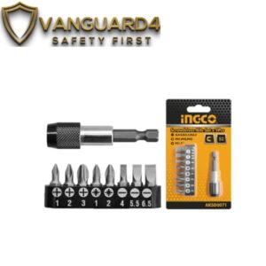 Ingco AKSD0071 9 Pcs Steel Magnetic Screwdriver With Holder Bits Set